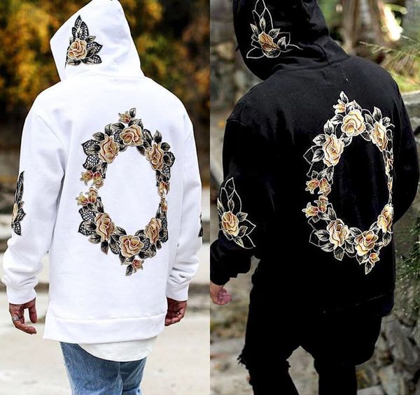 

e-baihui high street mans sweatshirt new autumn men's printed embroidered hooded hoodie hip pop jacket for man, Black
