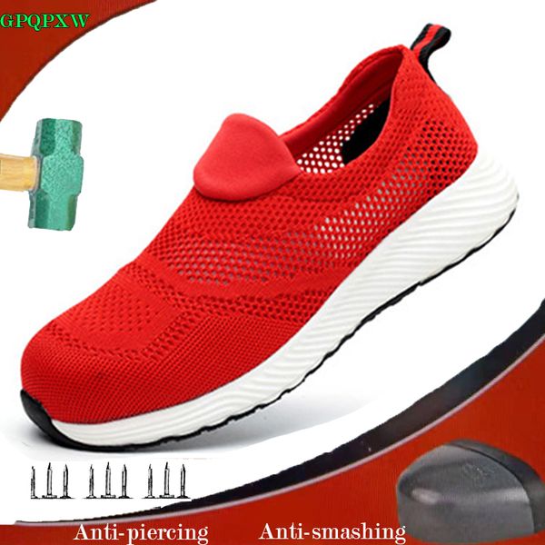 

summer breathable labor insurance shoes lightweight steel toe cap safety shoes anti-smashing anti puncture work boots insulation, Black