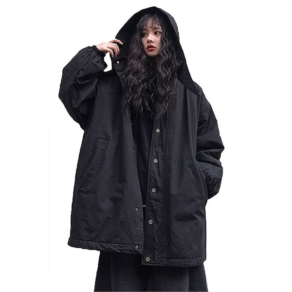 

черный хлопок куртка женщин 2020 нового зимней куртка хлопка корейской мода коммутирующая сыпучая теплые толстые средней длиной xl20, Black