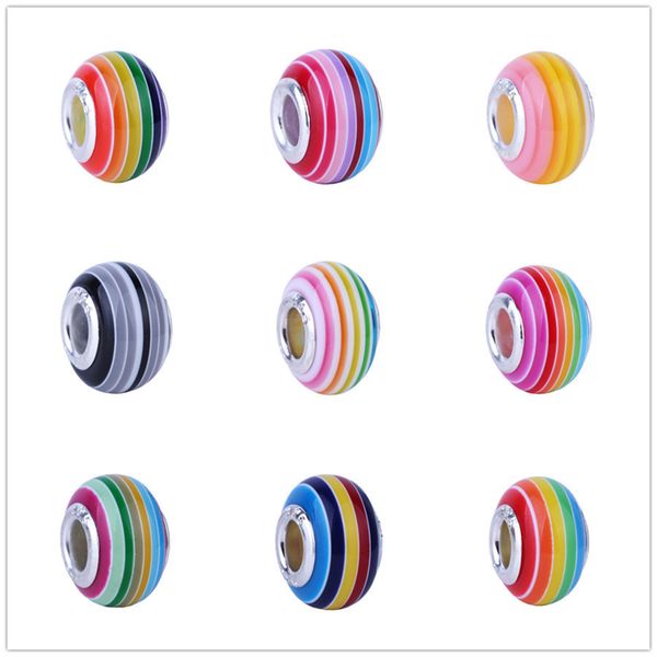 

european 1pc new rainbow murano glass bead fit pandora charms 925 bracelet for women men creative diy jewelry el080, Black