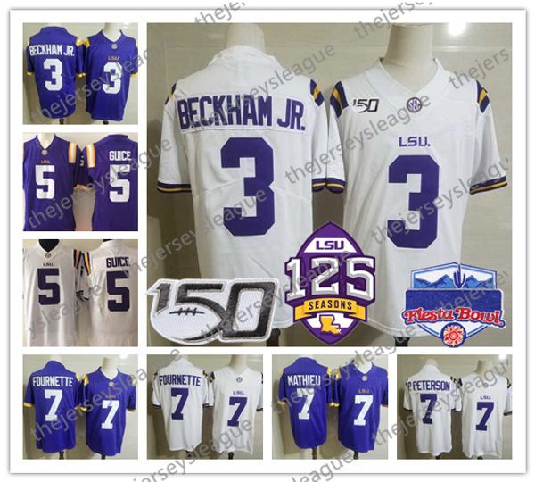 

2020 lsu tigers burreaux #9 joe burrow 3 beckham jr. 7 fournette 5 guice stitched purple white peach 150th 125th ncaa football jersey, Black;red