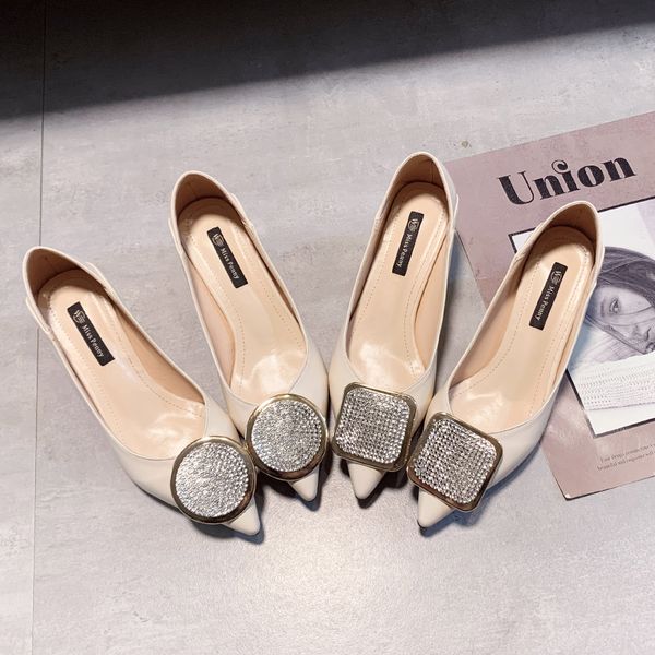 

women pumps rhinestone female high heels ladies shoes pointed toe dress shoes soft thin heel wedding 2020 new arrival u28-01, Black