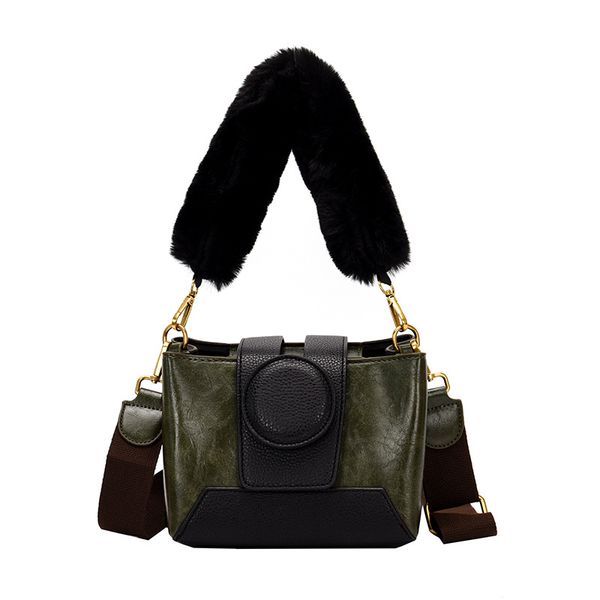 

bucket bag handbag furry shoulder strap shoulder bag fashion messenger