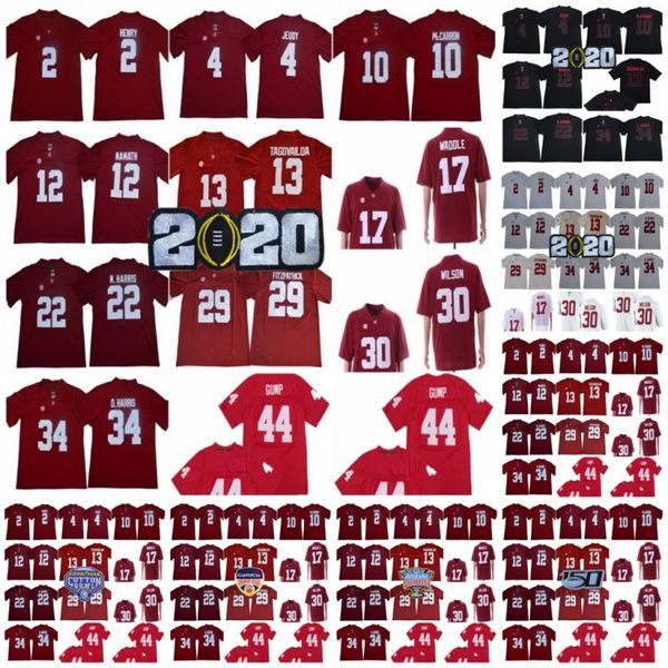 

ncaa alabama crimson tide football 13 tua tagovailoa 4 jerry jeudy 17 jaylen waddle hurts ridley najee harris college 150th champions jersey, Black