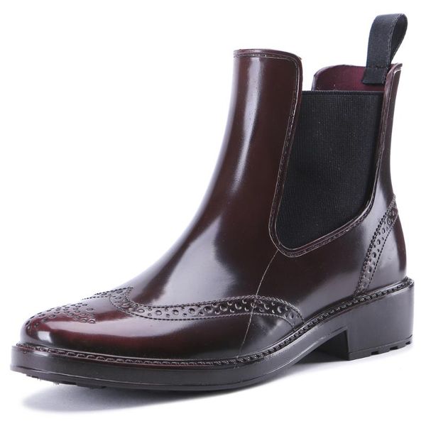 

27-140tongpu original design women's ankle rain boots brushed version, Black