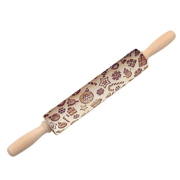 

christmas wooden rolling pins, christmas tree shape decor embossing rolling pin,with handle engraved xmas symbols carved for coo