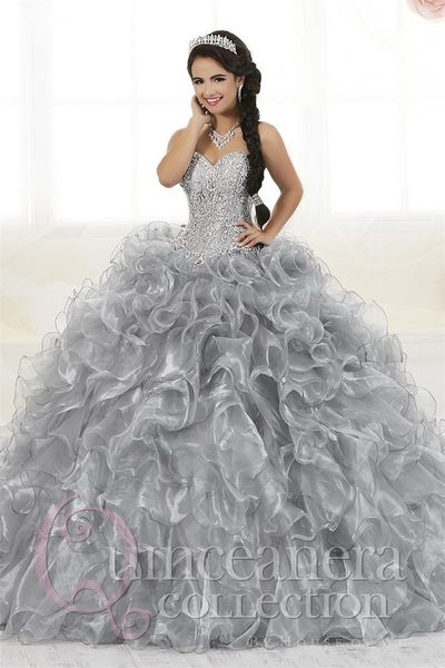 

2019 Gorgeous Beaded Organza Quinceanera Dresses for Sweet 16 Ball Gowns Sweetheart Ruffles Evening Party Dress