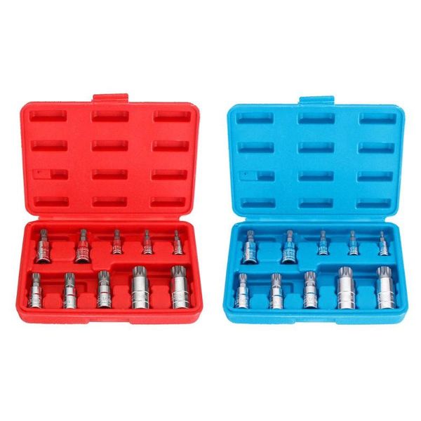 

10pcs red/blue xzn12 point tamper proof socket adapter set triple square spline bit socket durable