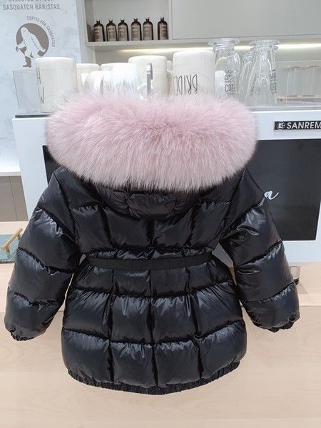 

Baby girl winter long jacket thick long now uit down padded girl winter coat big fox fur hood clothing