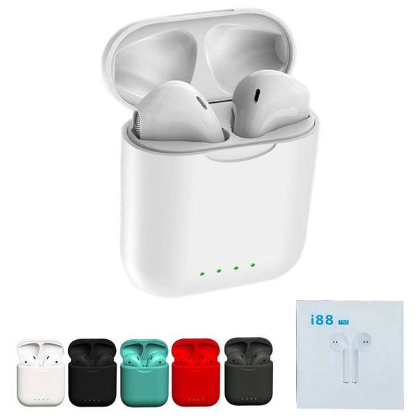 

i88 TWS Bluetooth Headphones Cell Phone Earphones Wireless 5.0 Headset Touch Control 3D Surround Sound Charging Case Earbuds for Smartphone