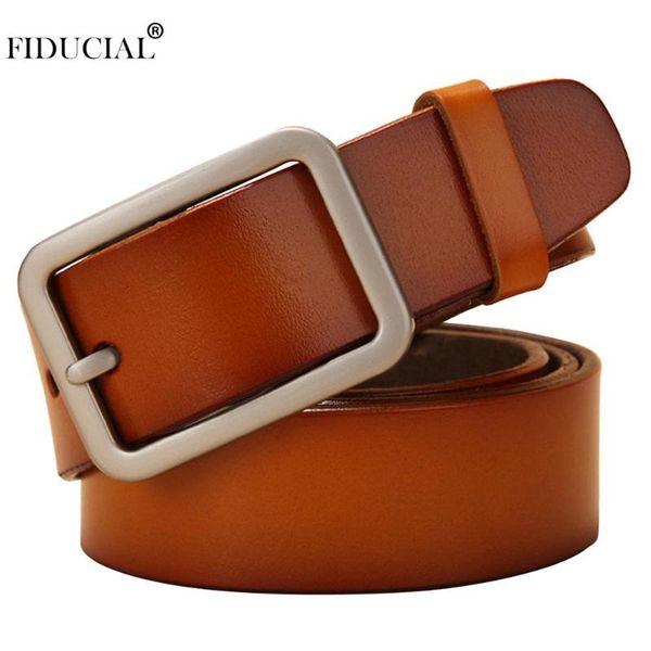 

women's all-match fashion retro real cow genuine leather belts simple buckle metal metal belt for women jeans fco007, Black;brown