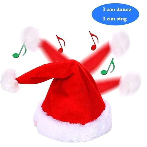 

christmas decorations for home kids xmas gifts musical christmas hat singing dancing funny hat plush toy navidad 2019 noel n1, Blue;gray