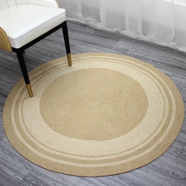 

natural quality jute handmade area rug, japanese style round shaped decorative bedside carpet ,cool mat for summer