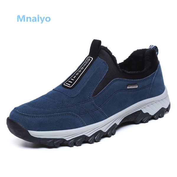 

mnalyo 2019 new fashion men winter shoes solid color snow boots plush inside bottom keep warm waterproof ski boots size 39 - 45, Black