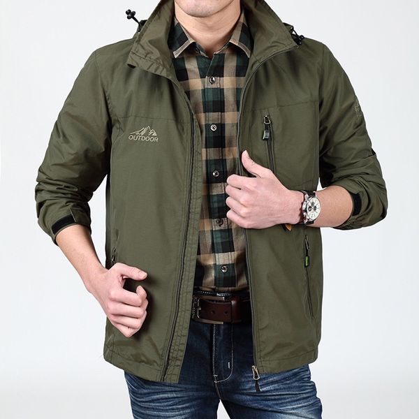 

khaki army navy 3 colors 4xl stand collar quick dry waterproof jackets casual jackets men, Black;brown
