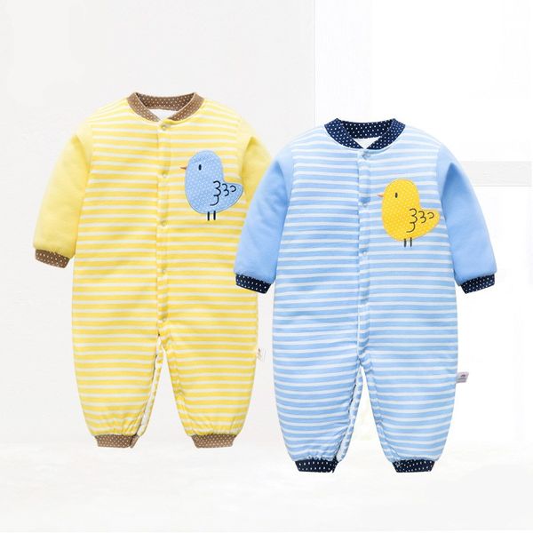 

baby jumpsuit down cotton jacket winter thickened go out take newborn baby clothes male and female baby climbing clothes, Blue;gray