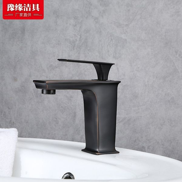

european-style full copper black wash basin faucet and cold full black wash basin kitchen faucet