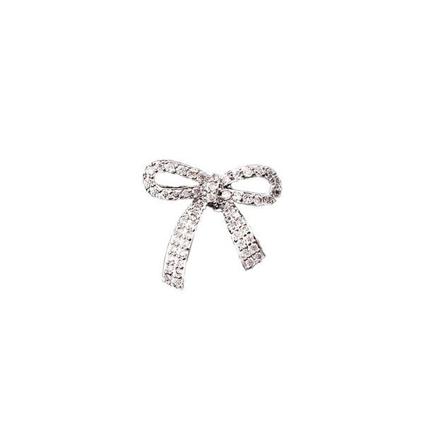 

cute bowknot cubic zirconia pins brooches for women fashion bow silver color rhinestone badge jewelry accessories gifts, Gray