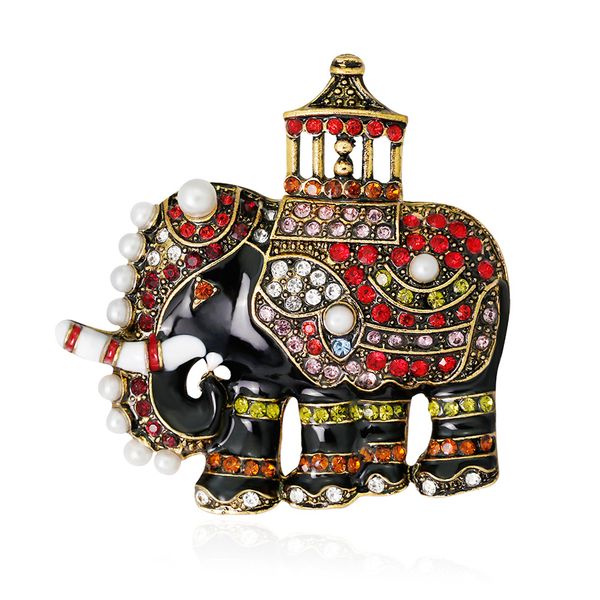 

europe and the united states alloy water drill clothing decoration high-grade brooch retro exquisite elephant corset popular sales, Gray