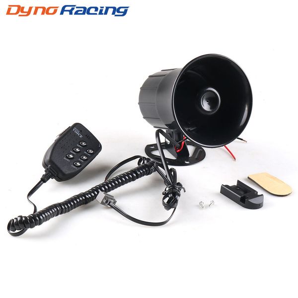 

12v 50w 120db 6 sound car warning alarm loud speaker siren air horn loudspeaker with mic microphone for automobile motorcycle