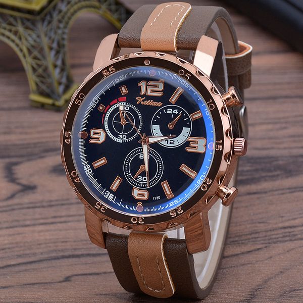 

макси горячие продажи мода красочные blu-ray стекло мужские часы мужские спортивные три набора пояса кварцевые часы, Slivery;brown