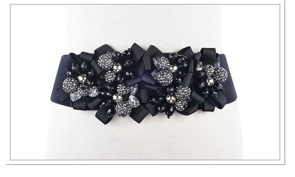 

maxi высокого качества мода ручной работы цветок эластичных широкий пояс аксессуары платье опоясать вниз украшение куртки новые черные пояса, Black;brown