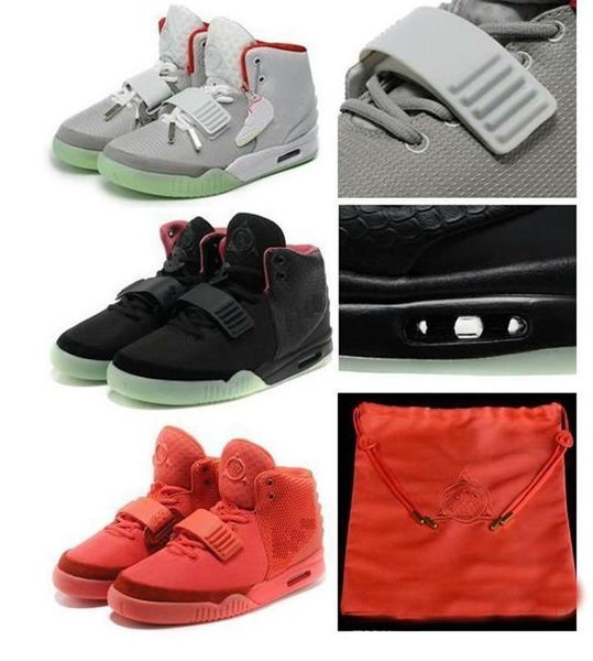 

with box) high kanye west ii 2 glow dark 2s sp oct red october men basketball sports footwear sneakers shoes 40-47