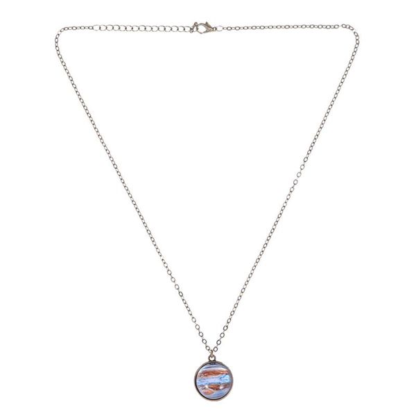 

pendant necklaces 20mm fashion double-sided glass ball couple universe fantasy star necklace blue rosy, Silver