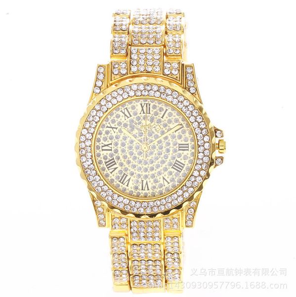 

role hip hop watch bling diamond watch men silver steel band men's business quartz wrist watches waterproof relogio masculino, Slivery;brown