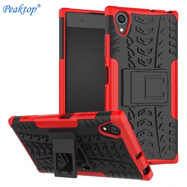 

peakcover for sony xperia xa1 plus g3412 g3421 g3423 g3416 case tpu & pc silicone dual armor back cover with stand holder