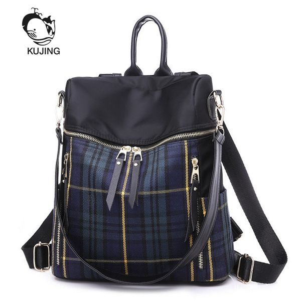 

kujing women's backpack fashion plaid large capacity student bag women's multipurpose casual backpack sale