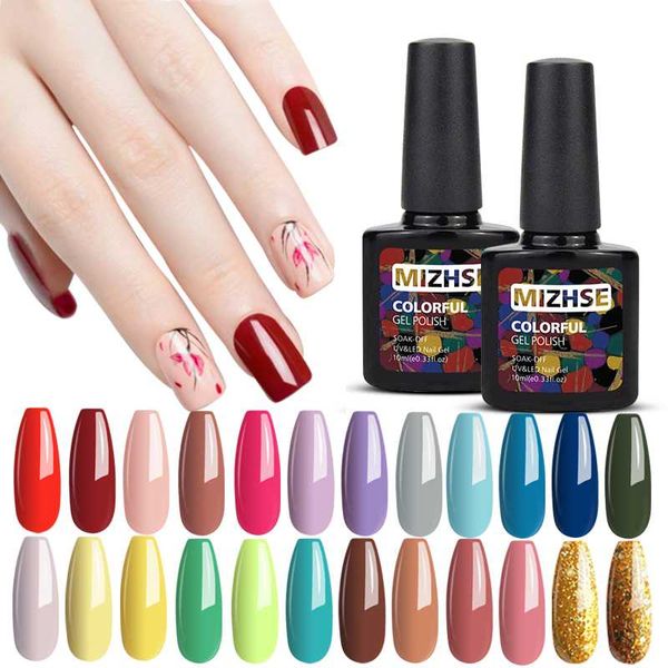 

mizhse enamel gel nail polish color 108 long lasting soak off gel varnish base coat coat gelpolish led lacquer, Red;pink