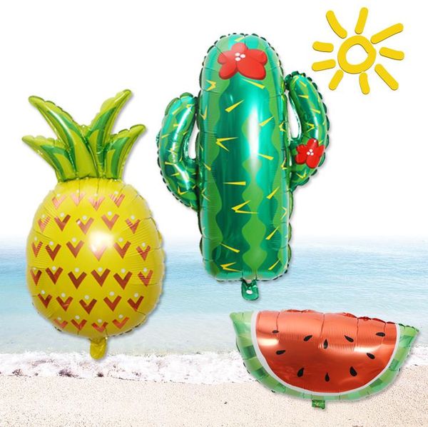 

fruits balloons watermelon pineapple and cactus foil balloon helium or air hawaii luau tropical birthday party decoration large size