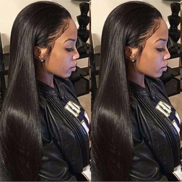 

4x4 lace closure wig straight brazilian lace front human hair wigs preplucked 150%/180% remy lace frontal jf0003