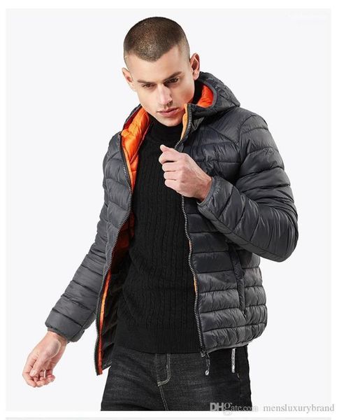 

loose mens down fashion warm down jackets with zipper coats simple mens down jackets hooded designer, Black