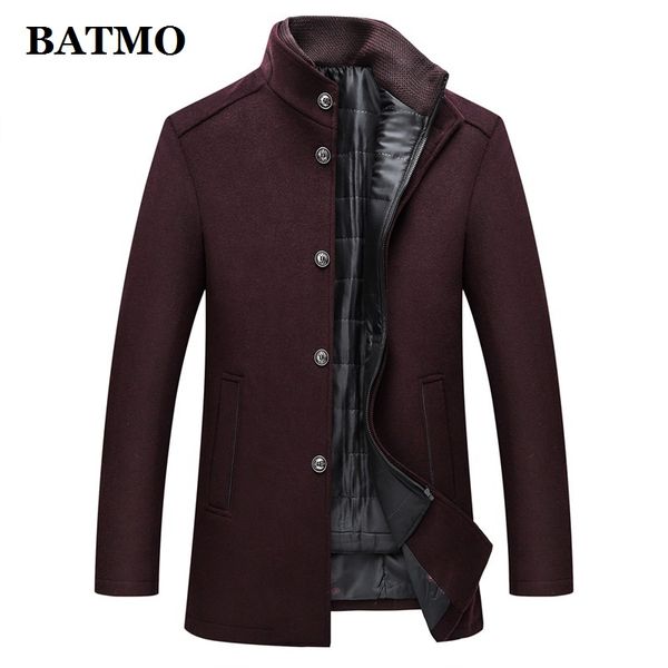 

batmo 2019 new arrival autumn&winter wool thicked trench coat men,men's wool jackets ,plus-size m-xxxl al 03, Black