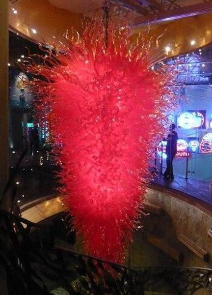 China Atacado Vidro Vermelho Grande Lâmpada Lâmpada Lâmpada Luz de Luz Restaurante Hotel Lobby Lobby Cristal Chandelier Art Iluminação