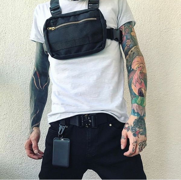 

малый hip hop streetwear vest military грудь сумка для мужчин функциональных талий пакетов регулируемых карманы жилет мода chest rig t200521