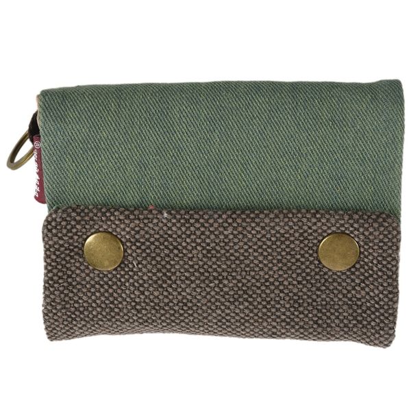 

men women's three layer folded manual canvas wallet bag with multi card holder,boy girl's multifunction coin purse(green, Red;black