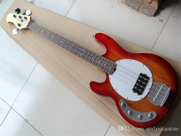 Red canhota Electric Bass Guitar with Branco Pickguard, 21 trastes, Chrome Hardwares, oferta personalizada