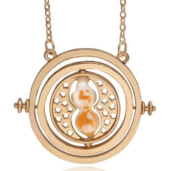 

vintage movie jewelry accessories harry p time turner hourglass necklace magic school badge pendant for fans new, Silver