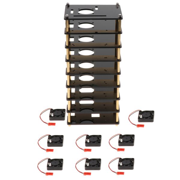 

8 layer cluster case with cooling fan heatsink for raspberry pi 3b+/3b/2b/2b