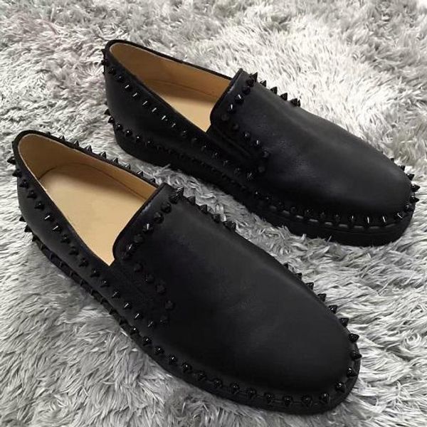 

men s luxury designer pik pik spikes boat sneakers shoes red bottom loafers comfortable casual leisure flats,women party wedding, Black