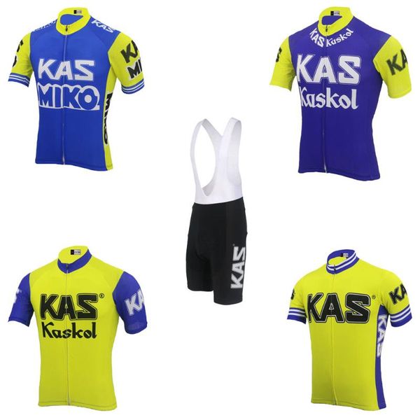 

kas cycling jersey set bike wear jersey set and bib shorts gel pad outdoor sports cycling clothing ropa ciclismo mtb, Black;blue