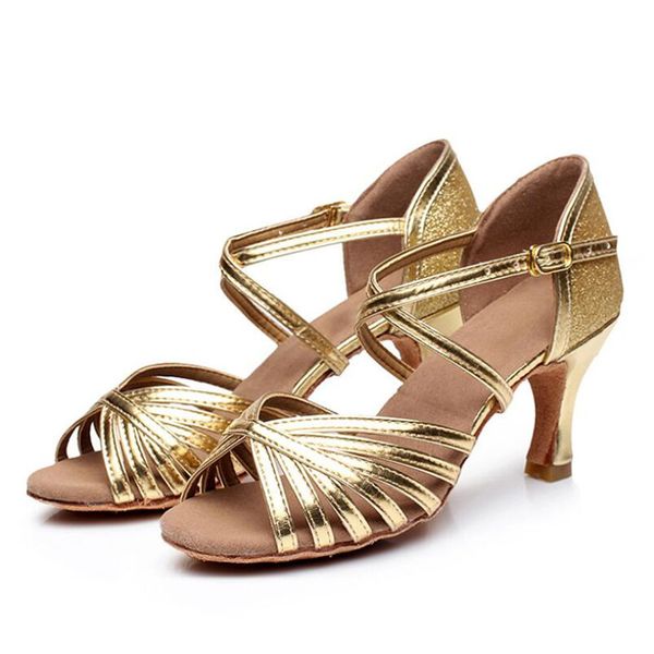 

woman's latin dance shoes girls tango dancing shoes women ballroom latin ladies outdoor dancing heel 5cm gold/silver a262