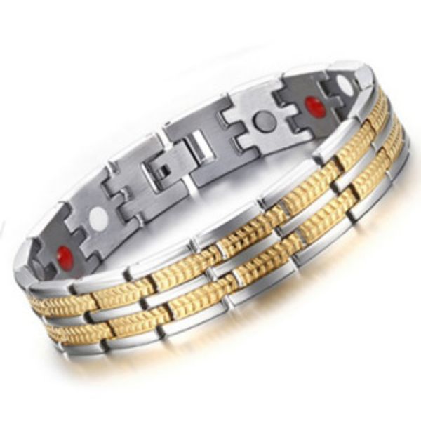 

новый оптовый титан сталь золото однорядный магнит браслет мужской браслет ювелирные изделия, Silver