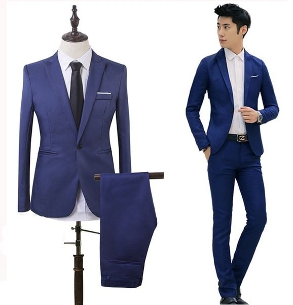 

men blazers sets slim fit wedding dress groomsman +pants england style suits male blazers smart casual jacket coat, White;black