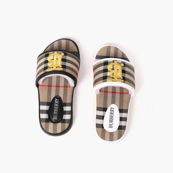 

summer shoe kid high fashion designer brand kid slipper kid sandal for boy b letter design girl wedge platform sandal black shoe with box, Black;grey