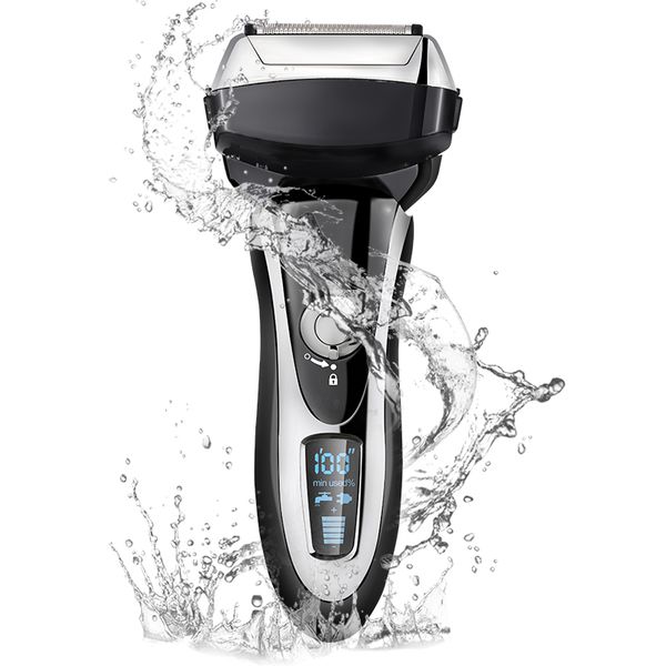 

4 blade professional men shaver rechargeable electric razor wet & dry for men beard trimmer shaving machine lcd display