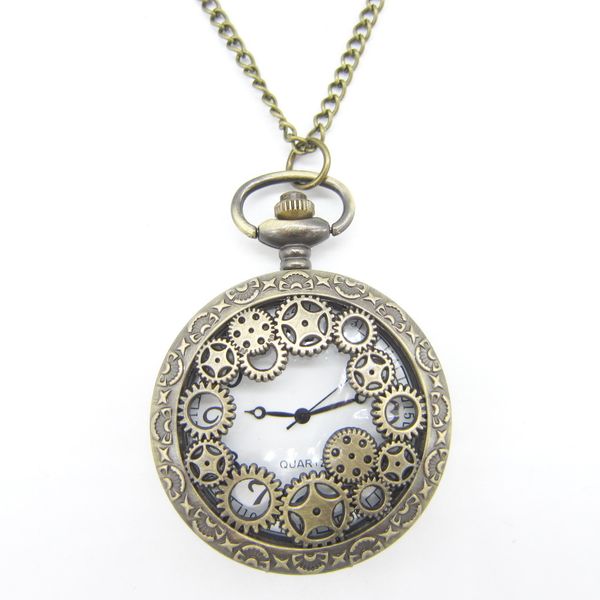 

hollowed pattern openable locket pocket watch look vintage pendant necklace, Silver